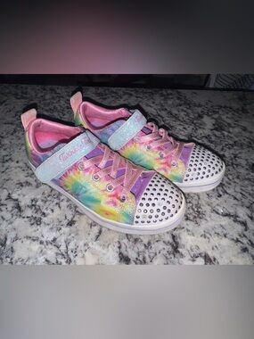 Kids' Rainbow Tie-Dye Twinkle Toes Light-Up Sneakers - girls size 3